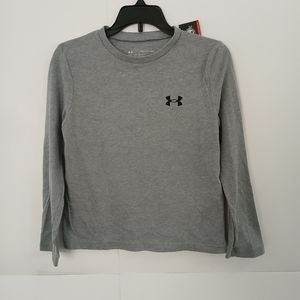 Under Armour, Gray Long Sleeve Shirt HeatGear, Boys Size YXS / 7